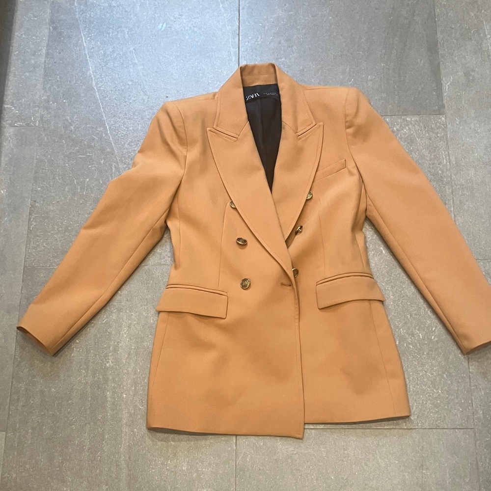 Zara Light Brick Double-Breasted Blazer